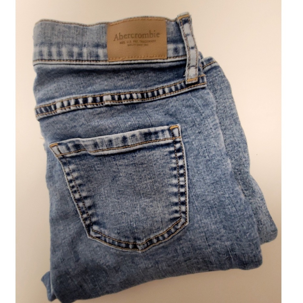 Abercrombie Kids Girls High Rise Flare Jeans Floral Sequin Blue 15/16